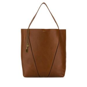 Chloe Women Caramel Leather Large Spin Shopping Bag